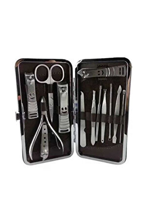 12 Parça Manikür Pedikür Seti Özel Deri Çanta El Ayak Bakımı Akne ve Sivilce 