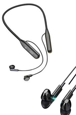 Boyun Bantlı Kablolu Yüksek Ses Kaliteli Bluetooth Kulaklık Uzun Pil Ömrü