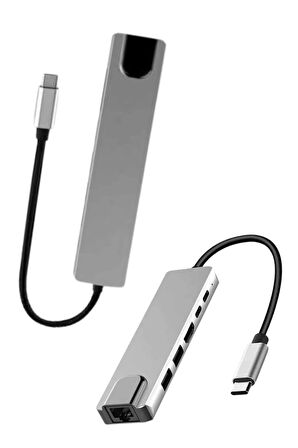 8 Port Çoklayıcı Macbook Ile Uyumlu Çoğaltıcı Type-C dönüştürücü TF SD 