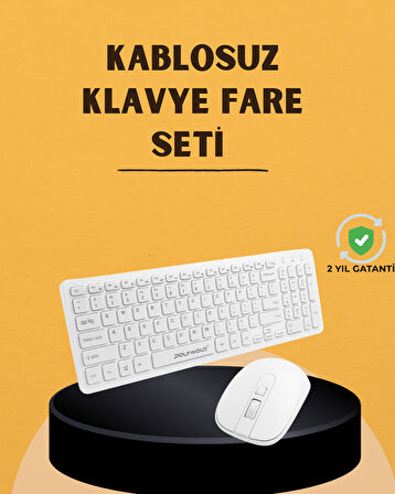 Klavye Mouse Seti Sessiz Kablosuz Türkçe TV PC Uyumlu