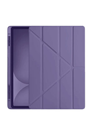 iPad Pro 11 (2024) Kılıf Kalemlikli Hugo Tablet Kılıfı - Mor-(5796)