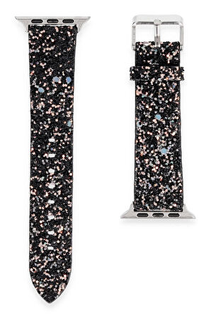 Apple Watch 38mm Starry Taşlı Kordon - Siyah-(5796)