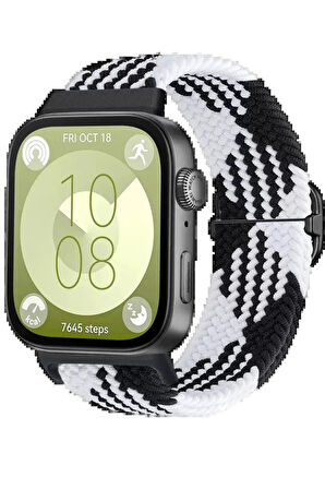 Huawei Fit 4 Star Kordon - Siyah-Beyaz-(5796)