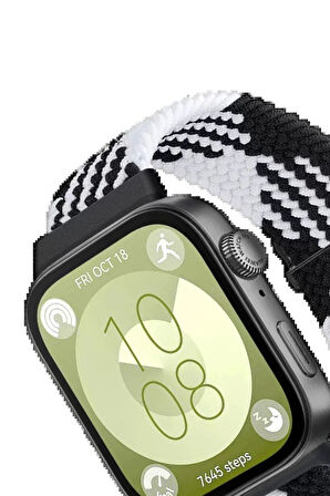 Huawei Fit 4 Star Kordon - Siyah-Beyaz-(5796)