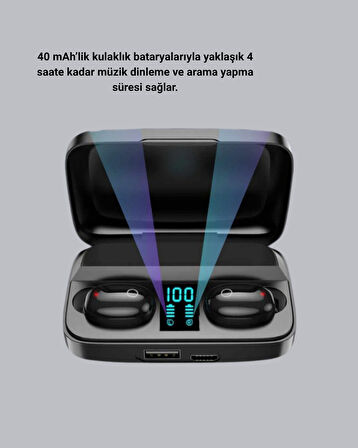 TWS A10s Bluetooth 5.0 Kulaklık Powerbank Şarj Kutulu Mini Tasarım