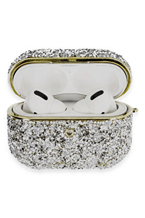 Airpods Pro 2 (2.nesil) Luz Taşlı Kılıf - Mavi-(5796)