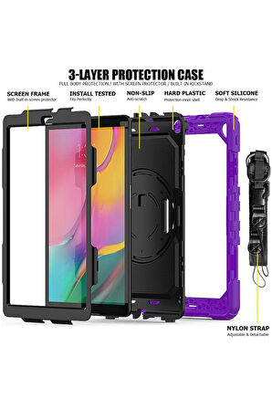 Samsung Galaxy T510 Tab A 10.1 Kılıf Pars Tablet Kapak - Mor-(5796)