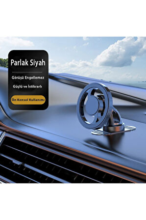 Q38 Ayarlanabilir Yapışkanlı Manyetik Magsafe Araç Tutucu - Siyah-(5796)