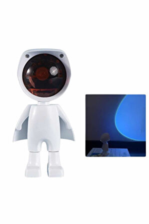 Gün Batımı Lambası Işık Arka Plan Projektör Sevimli Astronot Enerji Tasarrufl