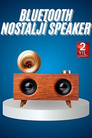Bluetooth Nostalji Speaker Radyo Gramofon Ahşap Renk Vintage