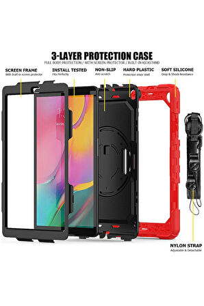 Samsung Galaxy T510 Tab A 10.1 Kılıf Pars Tablet Kapak - Kırmızı-(5796)