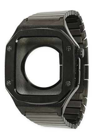 Apple Watch 45mm KR409 Metal Kordon - Siyah-(5796)