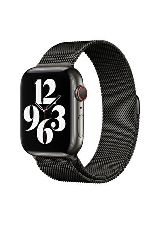 Apple Watch 38mm Metal Mıknatıslı Kordon - Siyah-(5796)