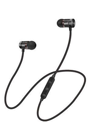 Sports Mıknatıslı Siyah Bluetooth Kulaklık Kablolu Uzun Pil Ömrü
