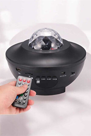 Çocuklara Özel Şarjlı Bluetooth Hoparlör Parti Led Lambası Yıldızlı Projeks