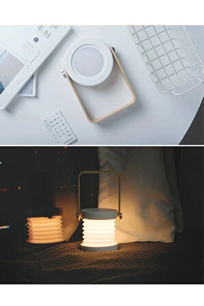 JP-DLD Kamp Lambası Görünümlü Dekoratif Gece Lambası - Beyaz-(5796)