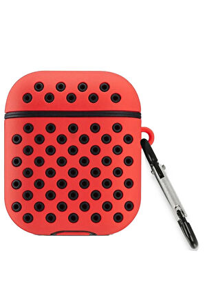 Airpods 2 (2.nesil) Spor Delikli Kılıf - Kırmızı-Siyah-(5796)
