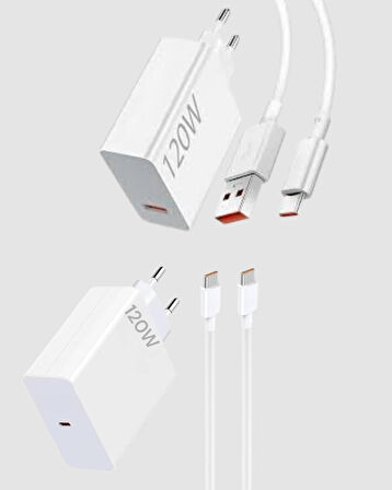 120W Süper Hızlı Şarj Adaptörü – Type-C Kablo Dahil Yüksek Voltaj Korumalı