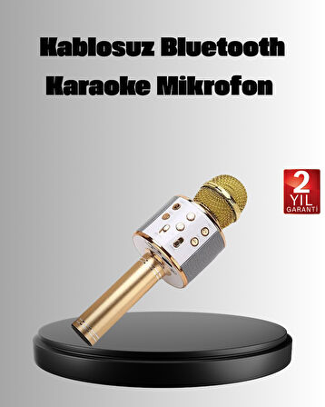 Kablosuz Karaoke Mikrofon USB AUX Destekli Parti ve Eğlence İçin