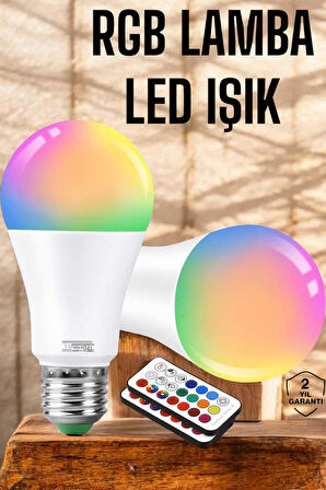 RGB Led Lamba Led Işık Ampul Renk Değiştirebilen 100 Watt