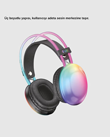 Kablosuz Gaming Kulaklık RGB Aydınlatmalı Bluetooth 5.3 Uzun Pil Ömürlü