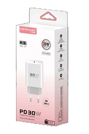 C87C 30W Type-C Çıkışlı Ekstra DL51 1M Type-C to Type-C Kablolu PD Şarj Cihaz?