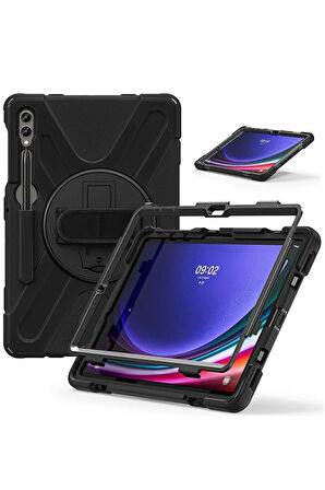 Samsung Galaxy X610 Tab S9 FE Plus 12.4 Kılıf Amazing Tablet Kapak - Siyah-(5796)