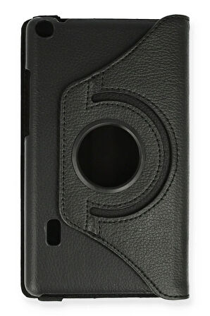 Huawei MediaPad T3 7 Kılıf 360 Tablet Deri Kılıf - Siyah-(5796)