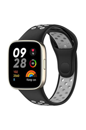 Xiaomi Redmi Watch 3 Spor Delikli Kordon - Siyah-Gri-(5796)