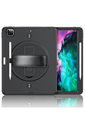 iPad Pro 12.9 (2021) Kılıf Strap-C Otterbox Tablet Kapak - Siyah-(5796)