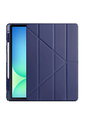 iPad Pro 11 (2024) Kılıf Kalemlikli Hugo Tablet Kılıfı - Lacivert-(5796)