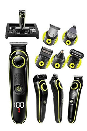 Unısex Çok Fonksiyonlu Bakım Seti Led Göstergeli Tıraş Makinesi Saç Sakal Vü