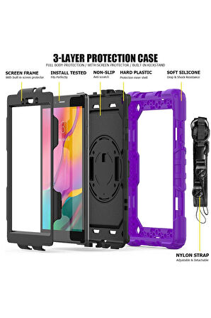 Samsung Galaxy T290 Tab A 8 Kılıf Pars Tablet Kapak - Mor-(5796)