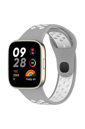 Xiaomi Redmi Watch 3 Spor Delikli Kordon - Gri-Beyaz-(5796)