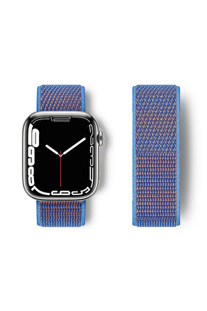 Apple Watch 42mm Hasırlı Cırtcırtlı Kordon - Mor-(5796)