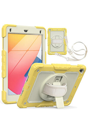 iPad 5 Air 9.7 Kılıf Strap New Tablet Kapak - Sarı-(5796)