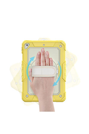 iPad 5 Air 9.7 Kılıf Strap New Tablet Kapak - Sarı-(5796)