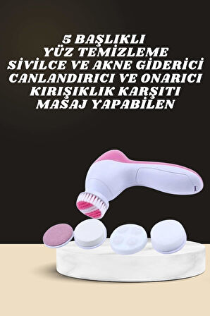 İkili Cilt Bakım Seti 5 Başlıklı Yüz Temizleme ve Masaj Aleti Canlandırıcı 