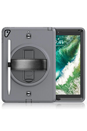 iPad 5 Air 9.7 Kılıf Strap-C Otterbox Tablet Kapak - Gri-(5796)