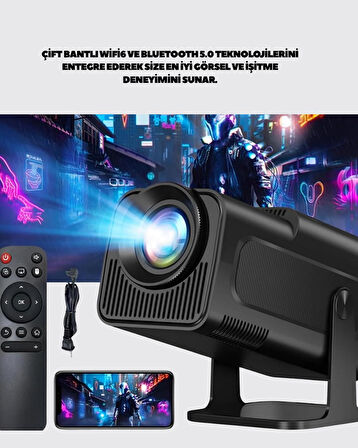 HDMI USB ve Kulaklık Girişli Çoklu Bağlantı Seçenekli Projektör