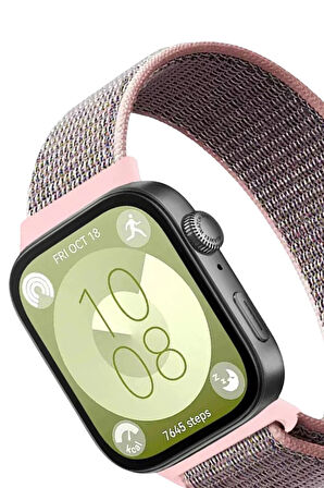 Huawei Fit 4 Hasırlı Cırtcırtlı Kordon - Pembe-(5796)