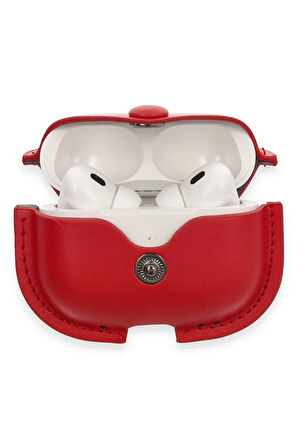 Airpods Pro 2 (2.nesil) Çanta Deri Kılıf - Kırmızı-(5796)