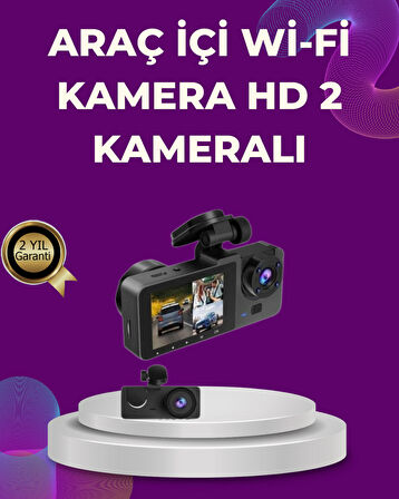 Araç İçi Dikiz Kamerası Sürüş Kaydedici 3 Lensli DVR Kamera