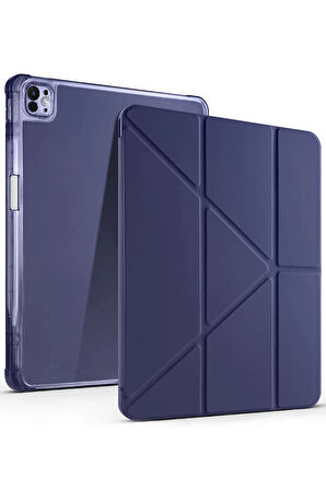 iPad Air 13 (2024) Kılıf Kalemlikli Mars Tablet Kılıfı - Lacivert-(5796)