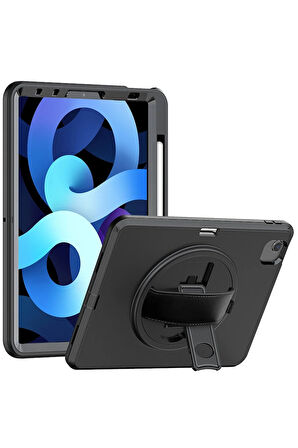 iPad 2022 10.9 (10.nesil) Kılıf Hand Strap Tablet Kılıfı - Siyah-(5796)