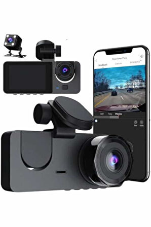 3 Kameralı 2 İnç 1080P Araç İçi Kamera Sürüş Kamerası CarPlay