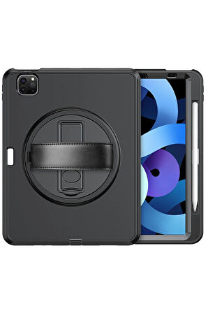 iPad Pro 11 (2018) Kılıf Hand Strap Tablet Kılıfı - Siyah-(5796)
