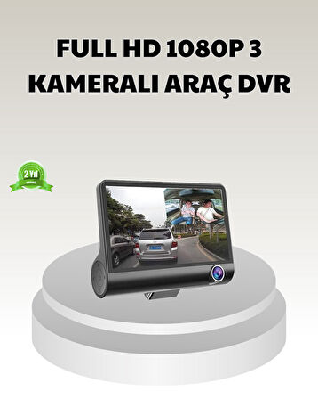 Araç DVR Kamerası 3’lü 170° Geniş Açılı Full HD ve Park Destekli