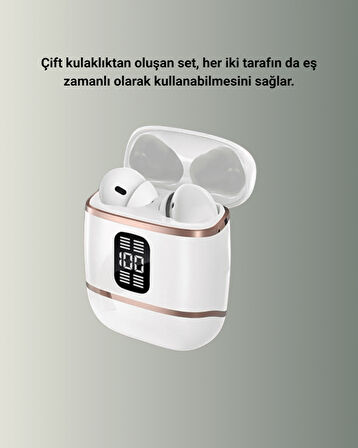 Kulakiçi Bluetooth Kulaklık V5.3 – 4’lü Set Dijital Ekranlı Gürültü Engel