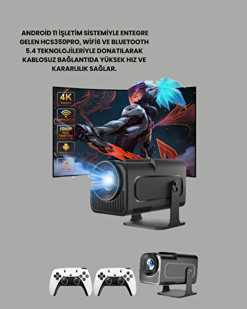 HCS350pro 1080P Full HD Taşınabilir Android Projektör
